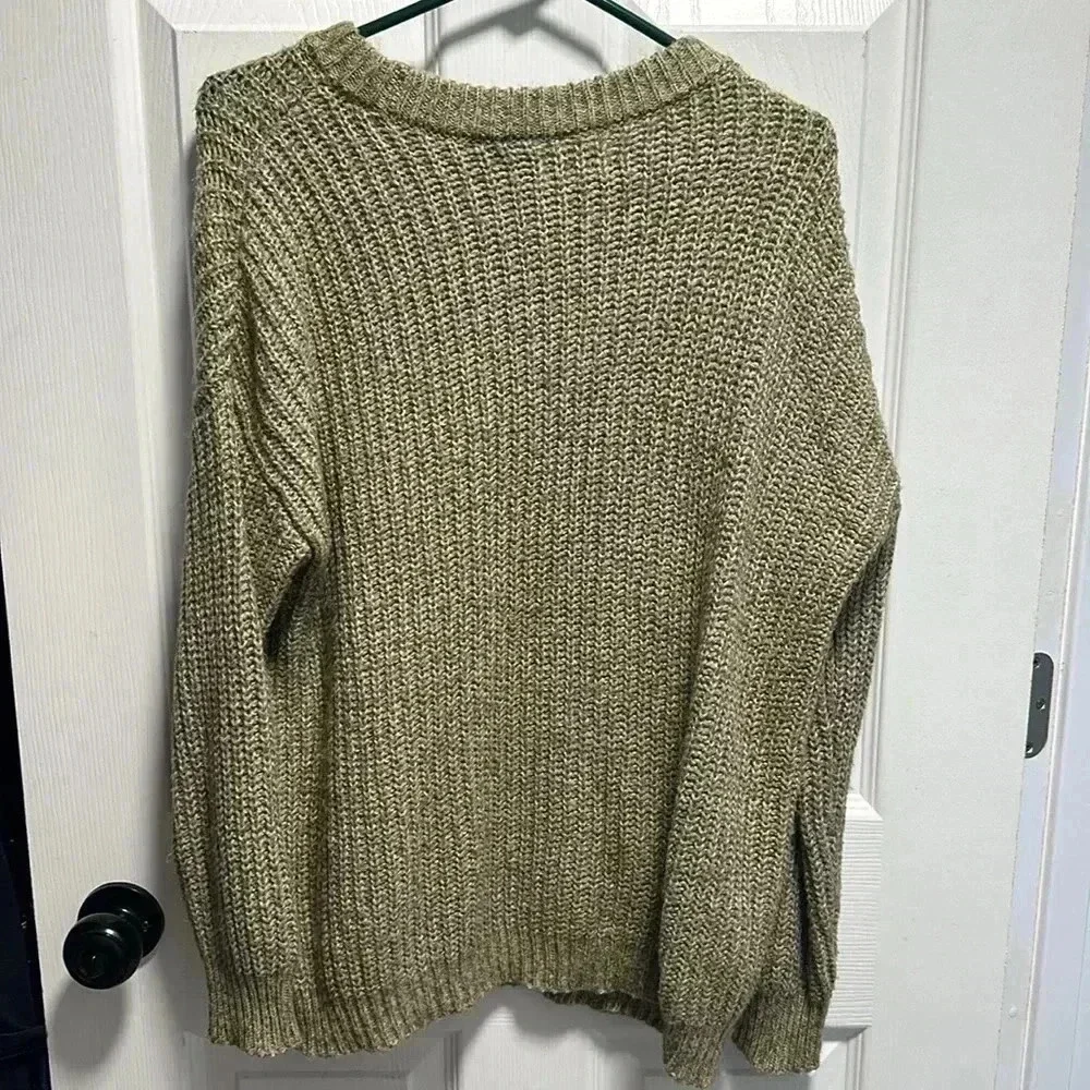 SO green/tan oversized knit sweater - Picture 4 of 4